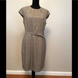 H&M Beige plaid belted dress
